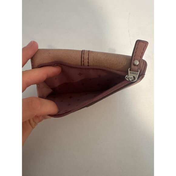 Vintage Fossil Womens Wallet RARE Pink Leather Maddox Trifold Classic Pebbled - Picture 8 of 12